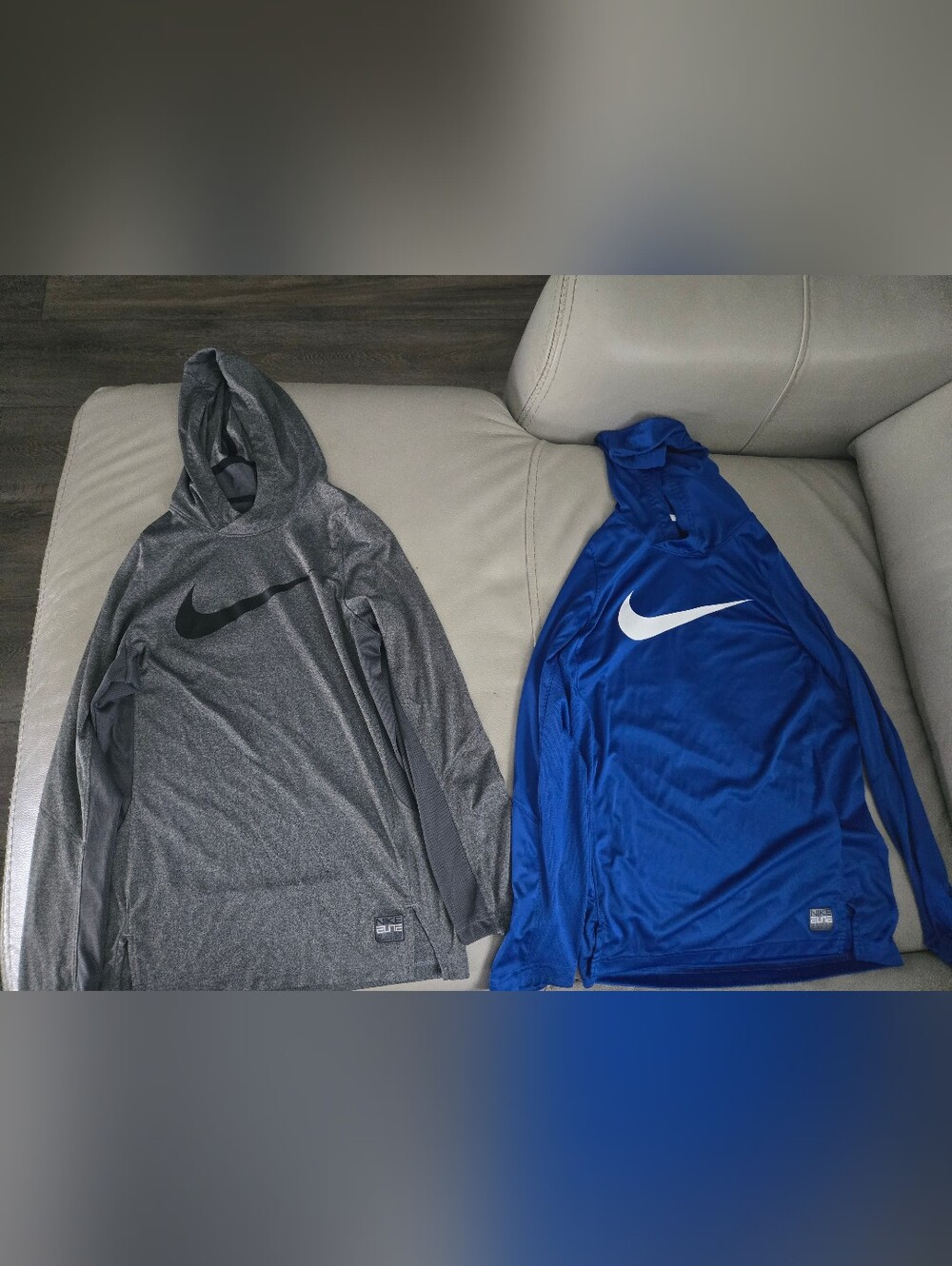 Unisex Nike Performance Hoodies - Gray & Royal Blue SIZE LARGE